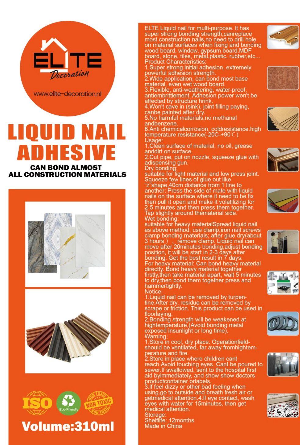 SPC/PVC Montagelijm Wit – Sterke Lijm voor Alle Decoratieve Panelen