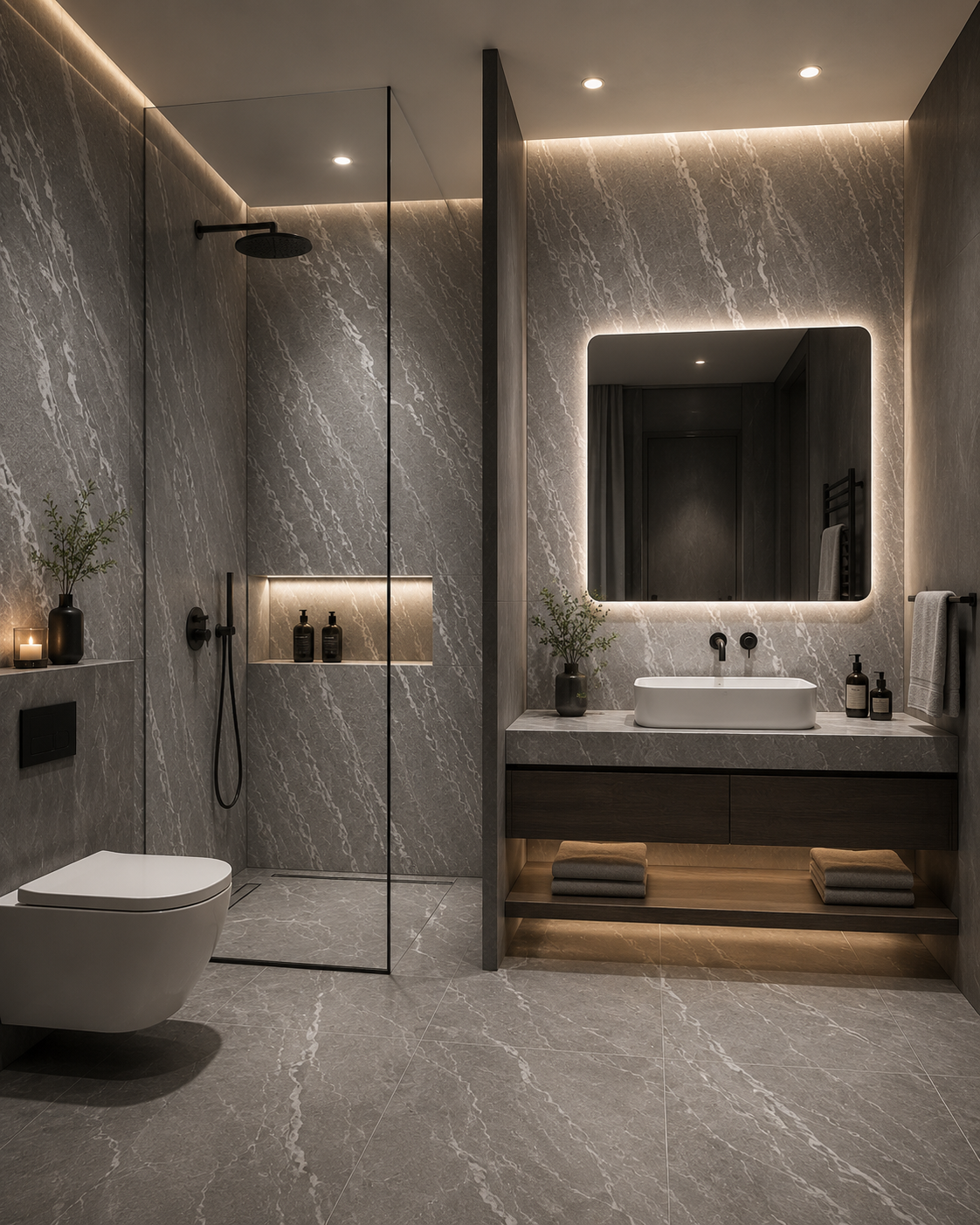 لوحة بمظهر رخامي | SPC دارك نايت جرانيت | 3D | 280x120 سم