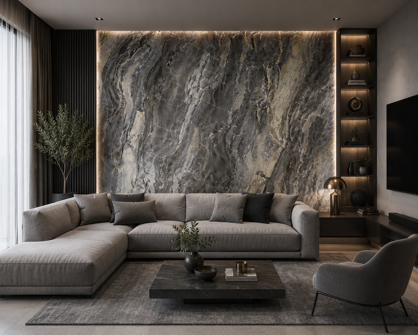 SPC PANELEN Mooiste Wandpaneel Marmer Shadow Stone 2800-1220-3mm
