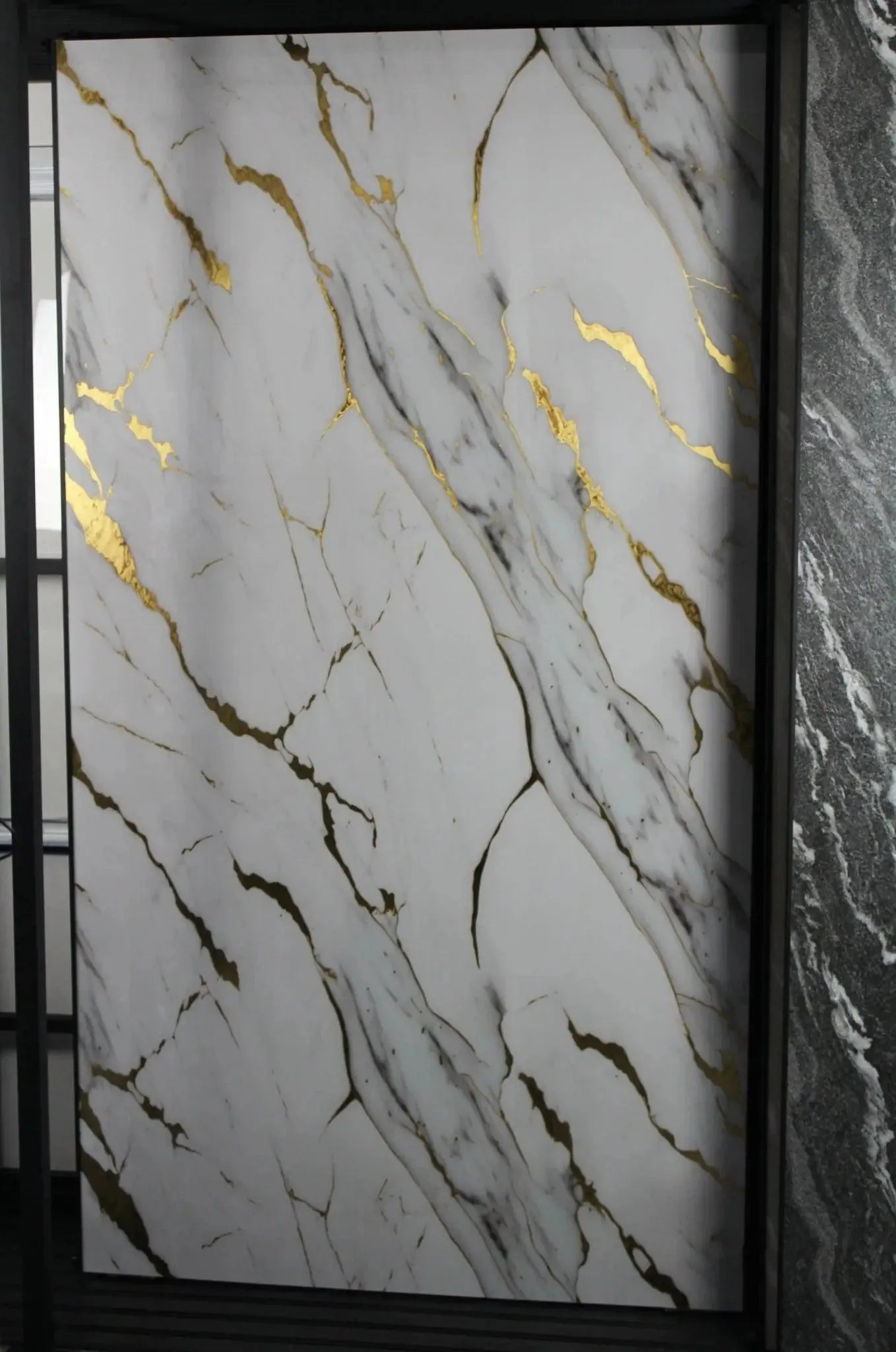 Wandpaneel marmerlook Goud Calacatta 280x120cm – Hoogglans