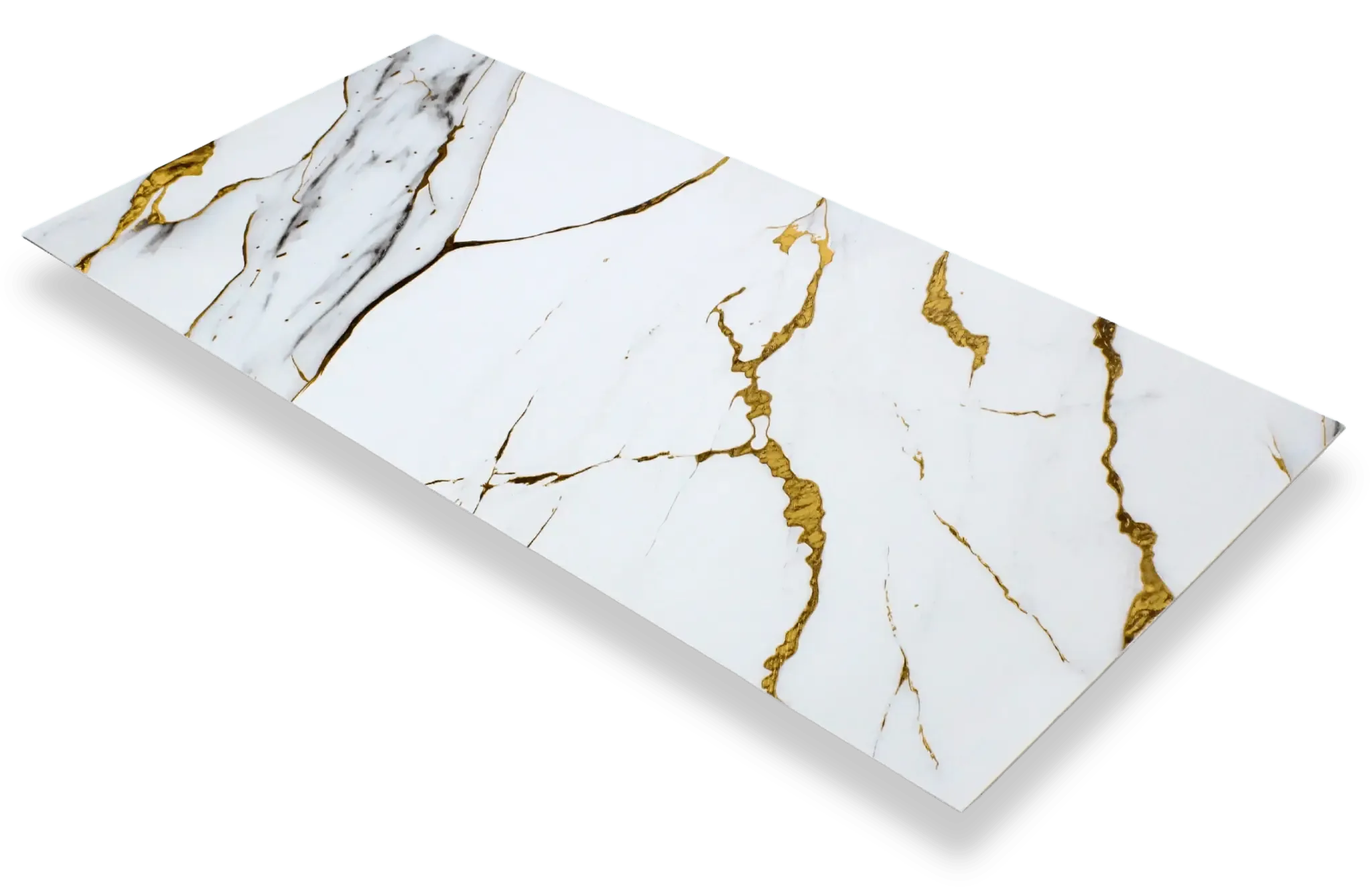 Wandpaneel marmerlook Goud Calacatta 280x120cm – Hoogglans
