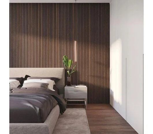 akoestische wandpanelen slaapkamer​ Gerookt Walnoot