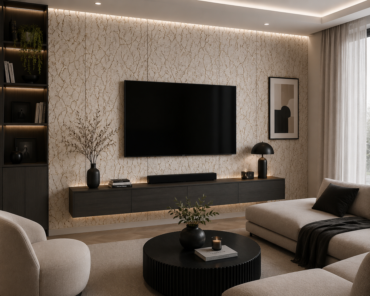لوحة حائط – بلاستيك – بيج – 12×260 سم – مقاومة للماء 